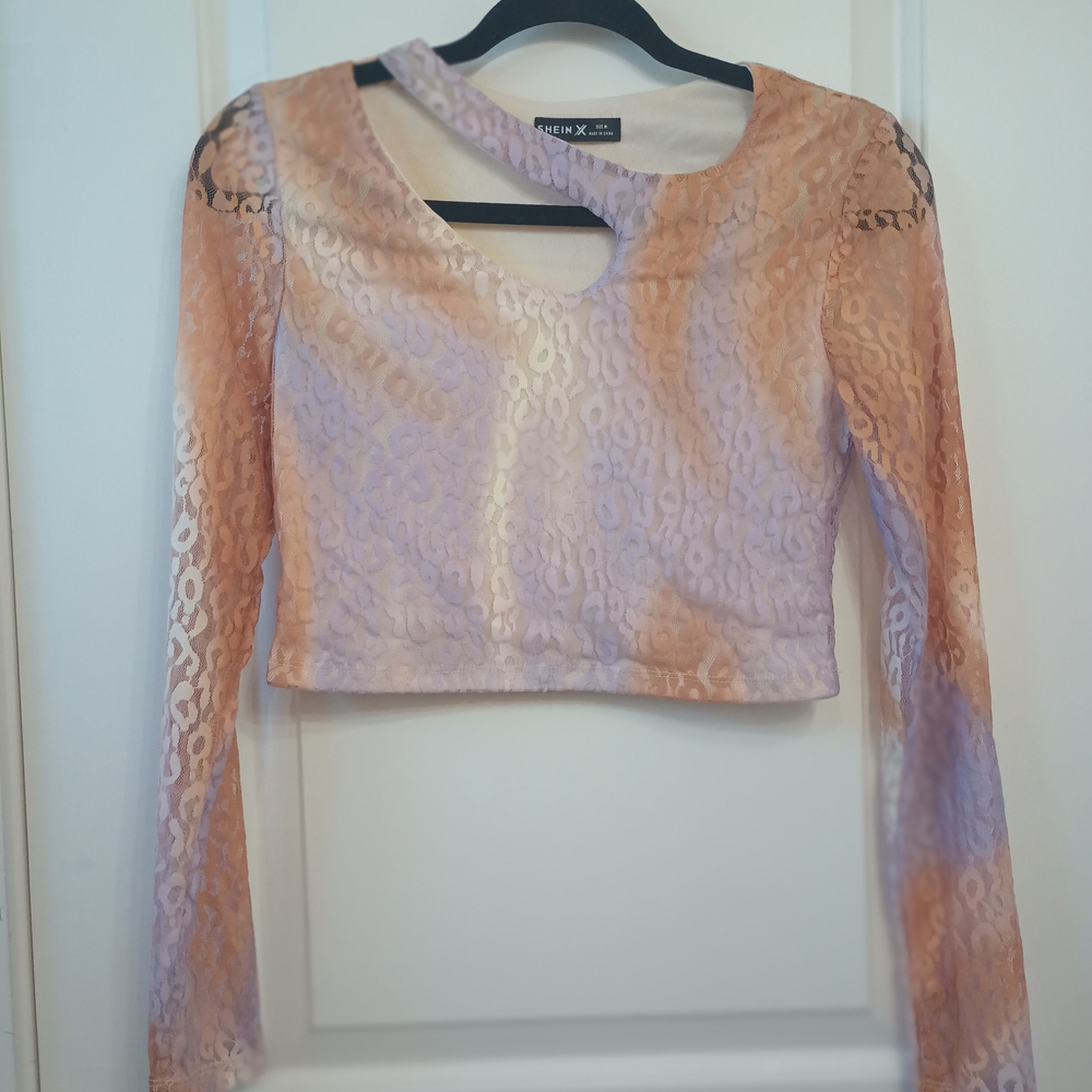 New 2 Piece Peach and Lavender Lace Blouse and Pants